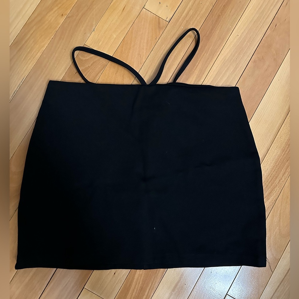 Black mini skirt with waist detail